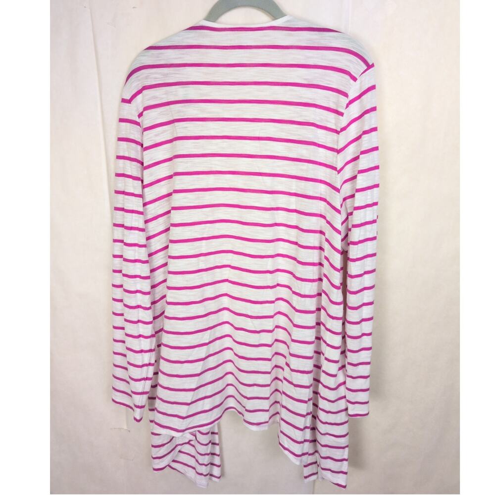 New Chicos The Ultimate Tee purple white striped open cardigan Size 3/XL Coastal - Picture 2 of 7